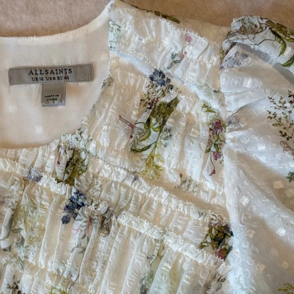 New All Saints Dress Serene Lace Ecru/White Midi Dress Size 8 - Picture 8 of 12